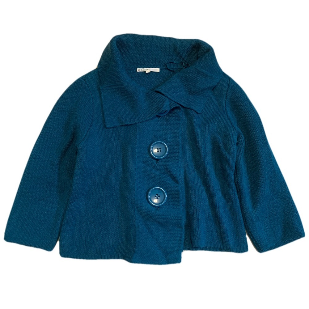 Cleo Teal Cropped Sweater / Cardigan - Size Small